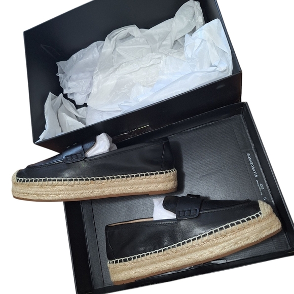 Coach Camilla Womens Leather Loafers Espadrille Academia Preppy Office Black 5.5 - Picture 1 of 10